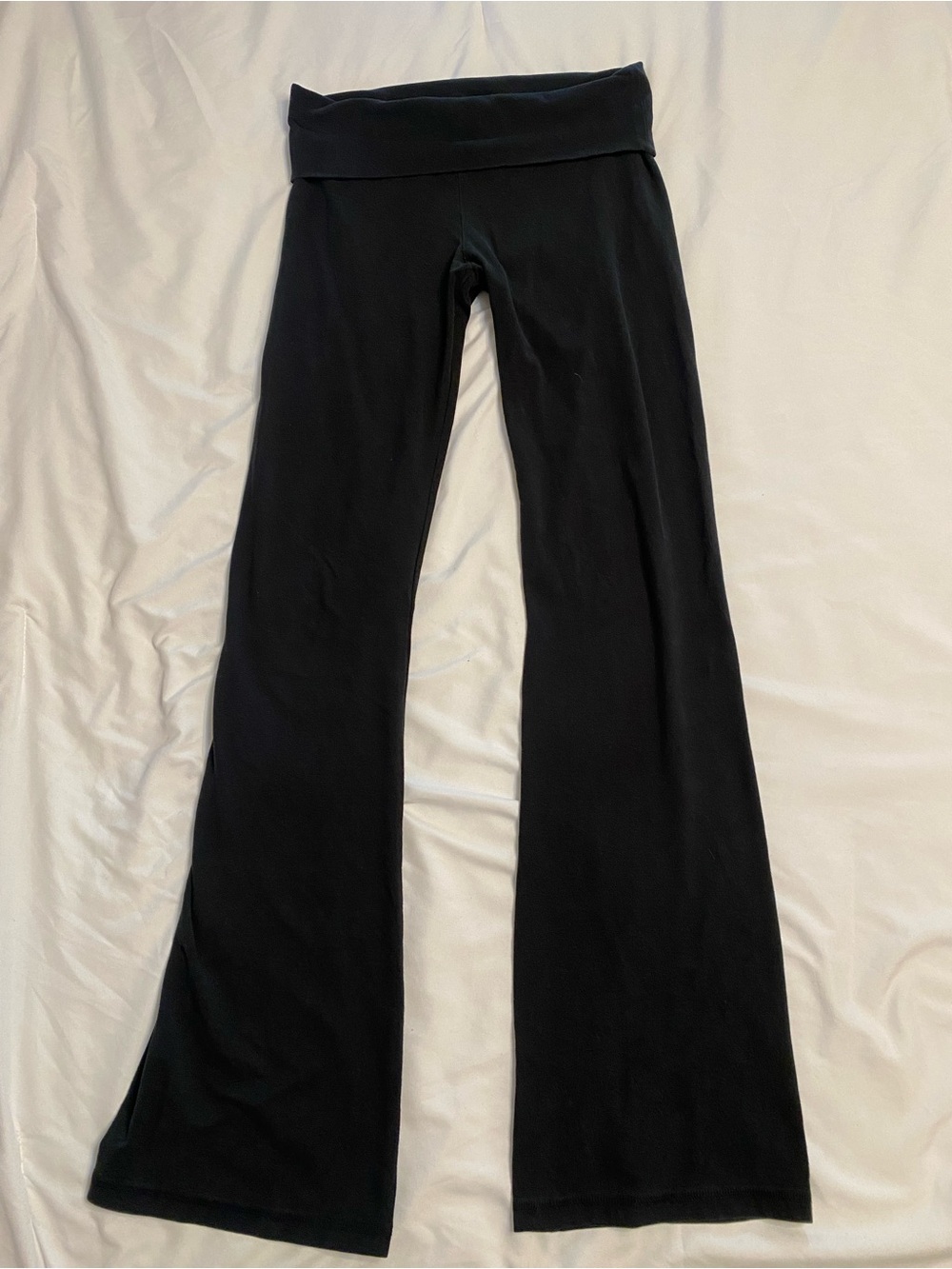 Victoria Secret Black Fold-Over Waist Flared Yoga Pants